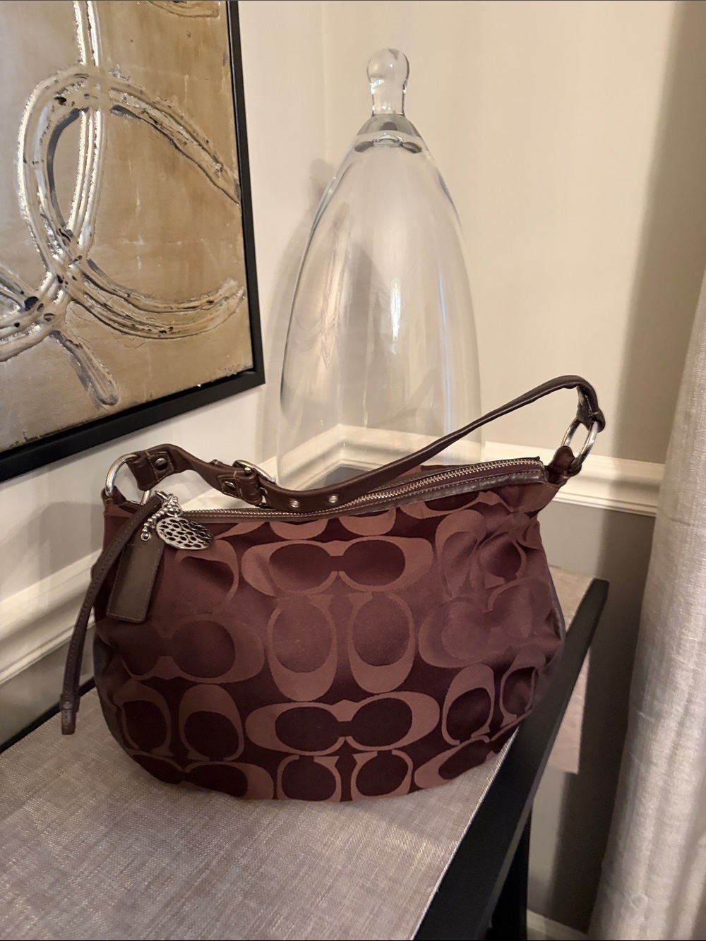 Coach Brown Signature Logo Hobo Bag